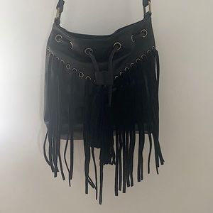 Faux leather tassel purse